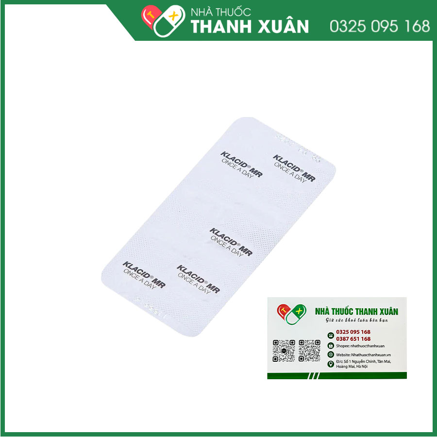Klacid MR 500mg điều trị nhiễm khuẩn hô hấp, nhiễm trùng tiết niệu, da hoặc mô mềm